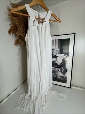 White Halter Maxi Dress with Ring Detail
